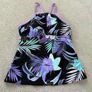 Zero X Posur Size XS Swim Tankini Top Bathingsuit Purple Beachy Cruise Vacation